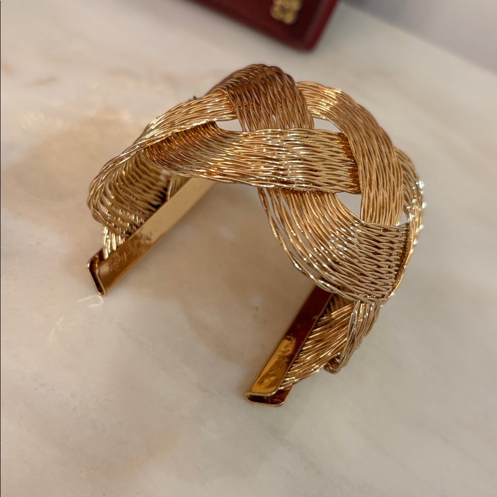 Exaggerated Statement Cuff Bracelet With Weave Te… - image 8